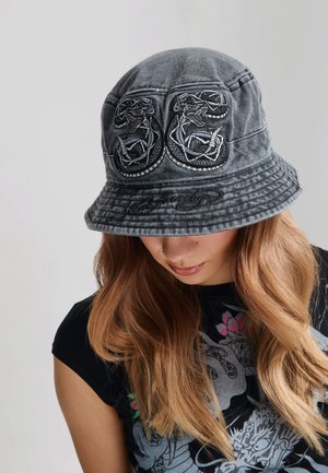 Ed Hardy, UNISEX SNAKEBITE ACID WASH BUCKET HAT UNISEX - Sombrero - charcoal