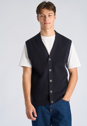 V-NECK BUTTON SLIPOVER - Bodywarmer - navy