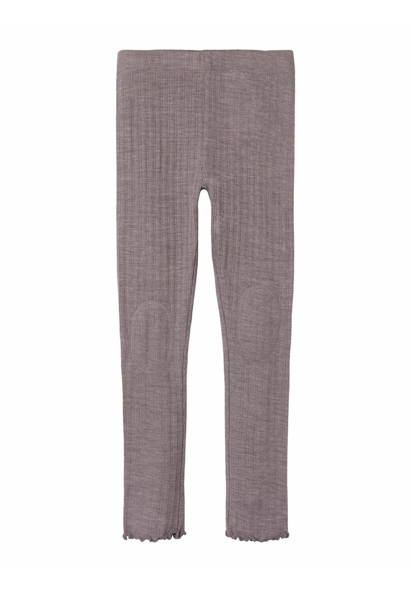 Grijze geribbelde leggings met een zachte textuur, slim fit en geschulpte zomen. Bevat kniestukken in een bijpassende kleur voor extra detail.