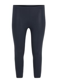 Marineblaue Leggings aus stretchigem Stoff, mit hohem Bund und glatter Textur, für eine enge Passform entworfen.