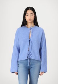 Gina Tricot TIE CARDIGAN - Adīta jaka - cornflower blue