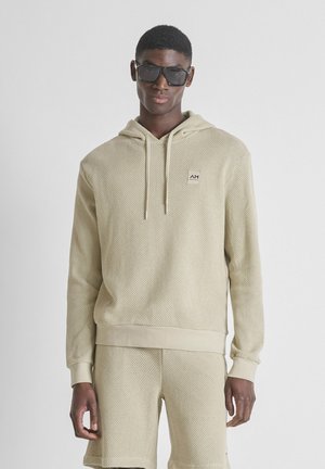 Antony Morato HOODIE RELAXED FIT IN DOBBY WITH EMBROIDERED LOGO - Kapuzenpullover - beige