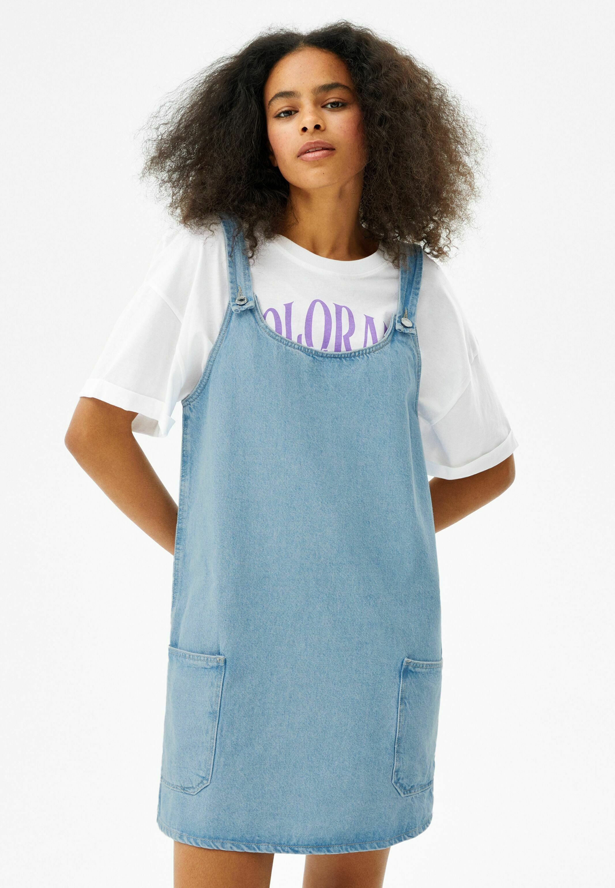 Bershka Vestito di jeans - light blue denim/carta da zucchero - Zalando.it