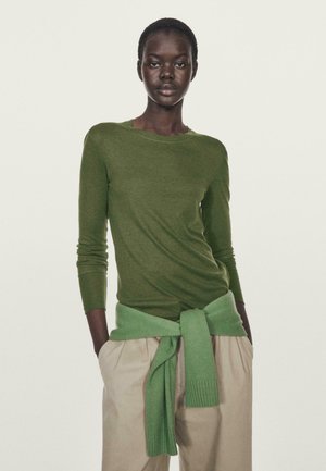 Maglione - mottled dark green