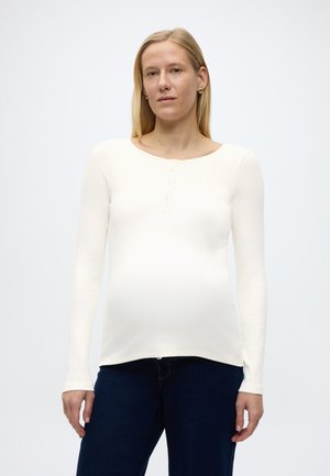 LONG-SLEEVE TOP WITH A SNAP-BUTTON PLACKET - Top s dlhým rukávom - egret