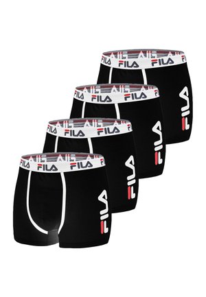 Boxer-briefs noirs pour hommes, ornés d'une ceinture blanche contrastante avec un logo. Comprend un pack de quatre, fabriqué en tissu doux et extensible.