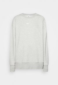 Světle šedá mikina s dlouhým rukávem a kulatým výstřihem, s žebrovanými manžetami a lemem, na hrudi s malým bílým logem Nike.