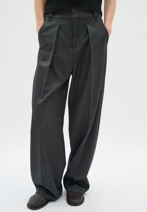WIDE - Trousers - dark grey melange