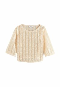 SEQUIN SHEER FLUFFY QUATER SLEEVE REGULAR FIT - Bluza - cream