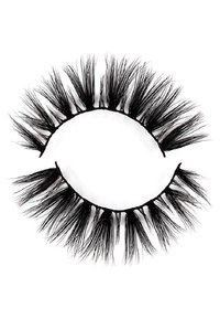 Schwarze künstliche Wimpern mit langen, feinen Fasern, ausgestattet mit einem stabilen Band für die Anwendung. Das Design umfasst unterschiedliche Längen für einen dramatischen Effekt.