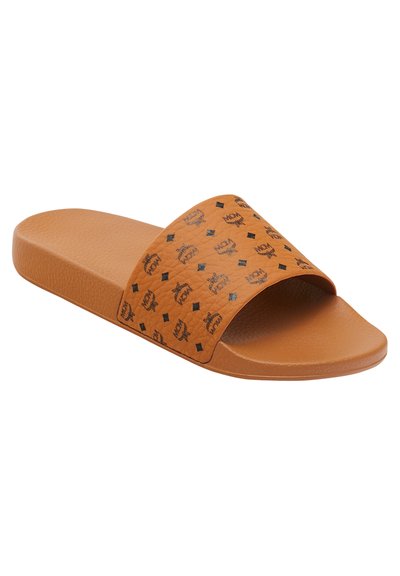 MCM COLLECTION SLIDE - Pantolette flach - cognac