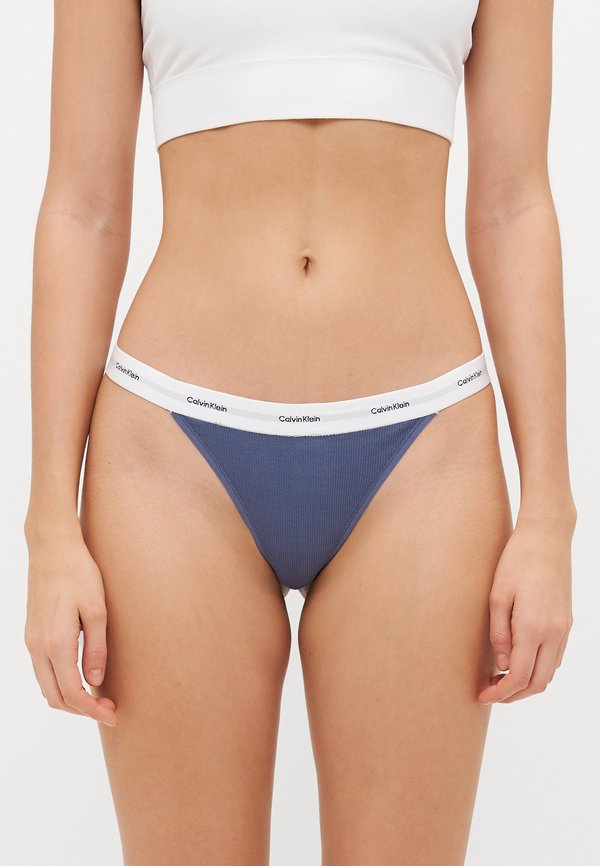 STRING THONG COTTON STRETCH RIB - Thong - grisaille