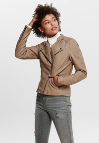 ONLY ONLAVA BIKER OTW NOOS - Faux leather jacket - woodsmoke