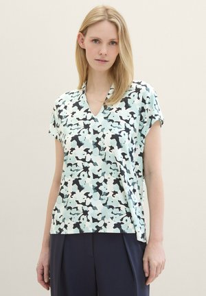 TOM TAILOR V-AUSSCHNITT - T-shirt print - blue small floral design