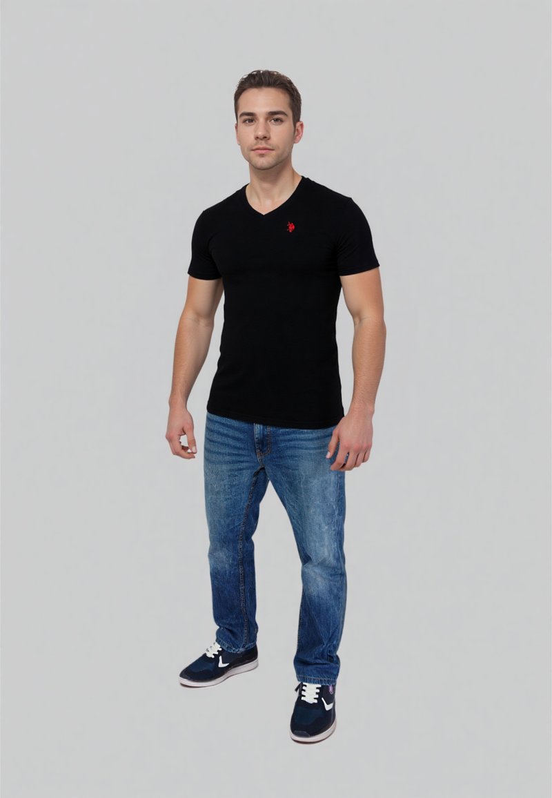 U.S. Polo Assn. 2 PACK SHORTSLEEVE V-NECK - T-shirt basic - grau