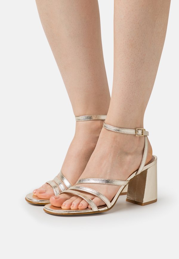 LEATHER - High heeled sandals - gold