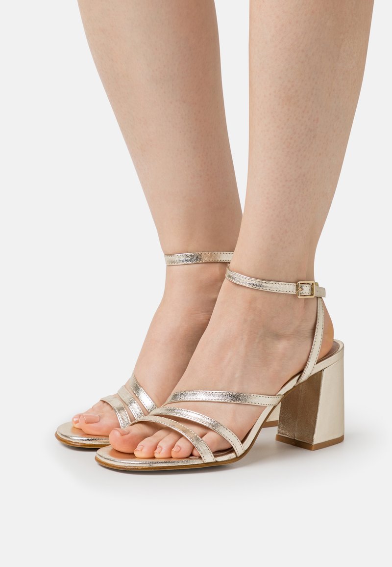 Zign - LEATHER - High heeled sandals - gold, Enlarge