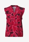 TOP WITH TEXTURED MIX AND CROCHET-DETAILS - Blouse - salsa red