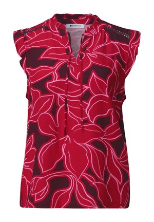 Street One, TOP WITH TEXTURED MIX AND CROCHET-DETAILS - Pusero - salsa red