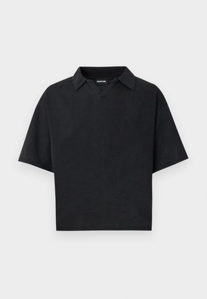 YOURTURN, OPEN COLLAR BOXY FIT POLO - Polotričko - dark grey