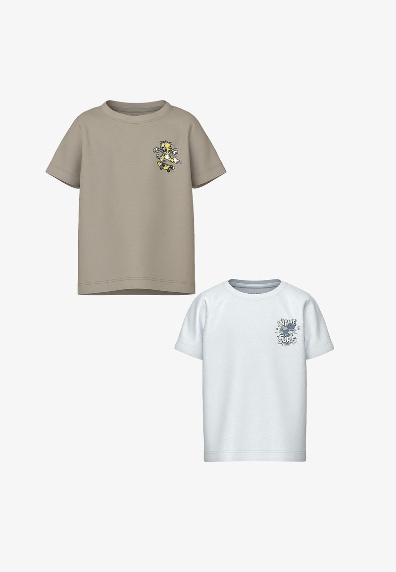 Name it 2ER SET - Print T-shirt - weiß braun