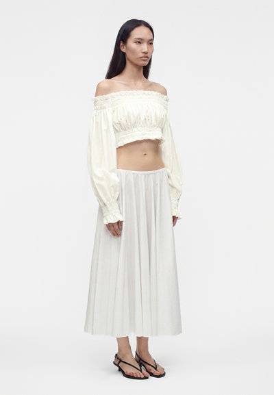 Norma Kamali LONG SLEEVE PEASANT CROPPED - Μπλούζα - snow white