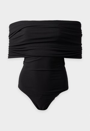 Norma Kamali, SLEEVELESS COWL NECK HOODED BODYSUIT - Top - black