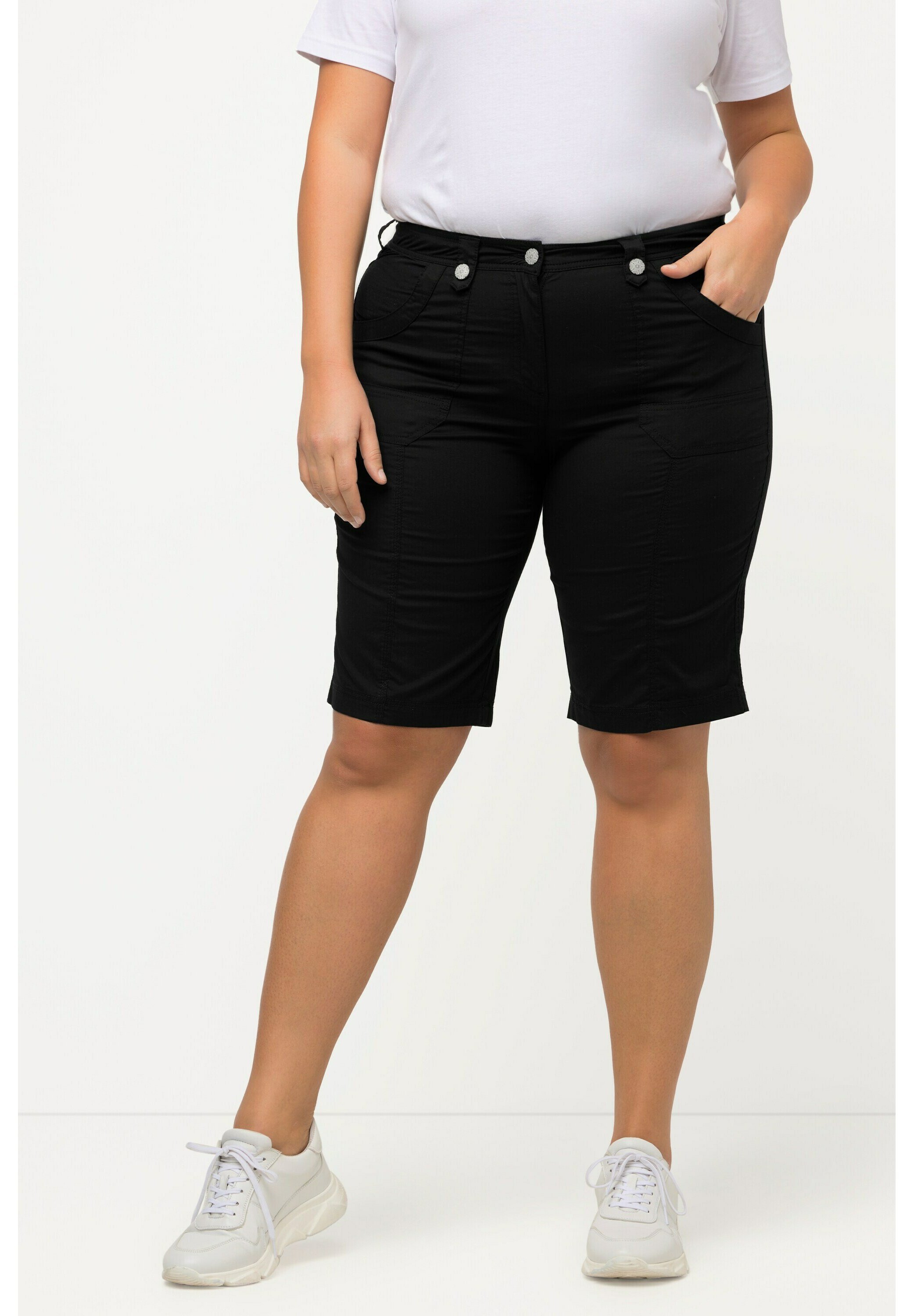 Bermuda Ulla Popken Femme | Jersey Coton élasthanne | Taille élastique | Noir - Taille 50