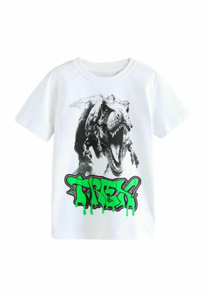 Next SHORT SLEEVE GRAPHIC  REGULAR FIT - Printtipaita - white dino