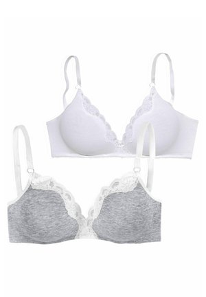 LASCANA, SOFT BRA 2 PACK - Triangel BH - hellgrau-meliert/weiß