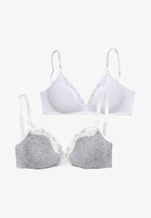 LASCANA, SOFT BRA 2 PACK - Triangel BH - hellgrau-meliert/weiß