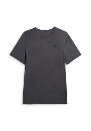 4F, 4F KOSZULKA TRENINGOWA REGULAR SZYBKOSCHNĄCA MĘSKA - SZARA L - Sport T-shirt - black allover
