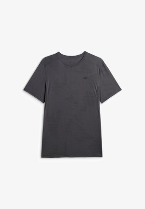 4F, 4F KOSZULKA TRENINGOWA REGULAR SZYBKOSCHNĄCA MĘSKA - SZARA L - Sports T-shirt - black allover