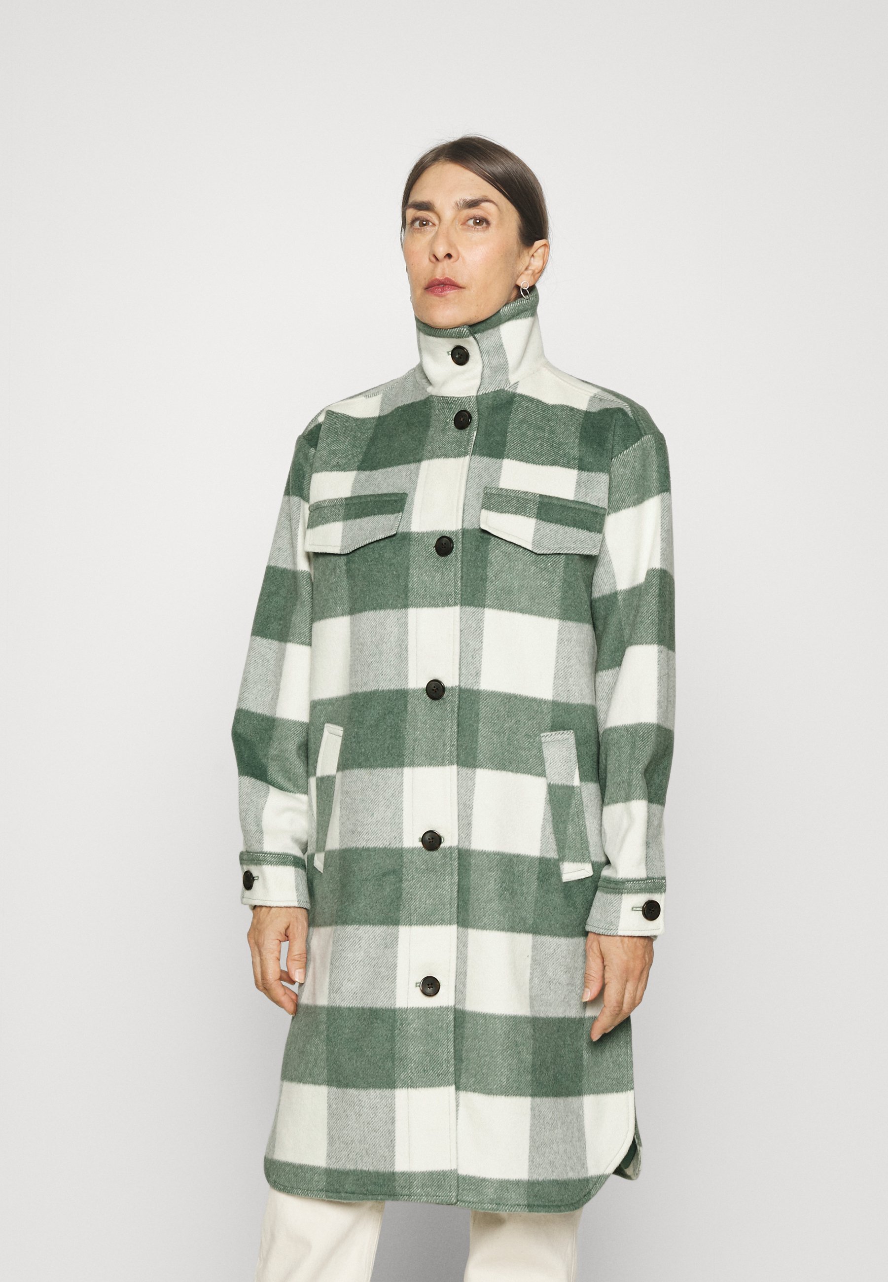TOM TAILOR DENIM LONG CHECK - Mantel - green/beige/groen - Zalando.nl