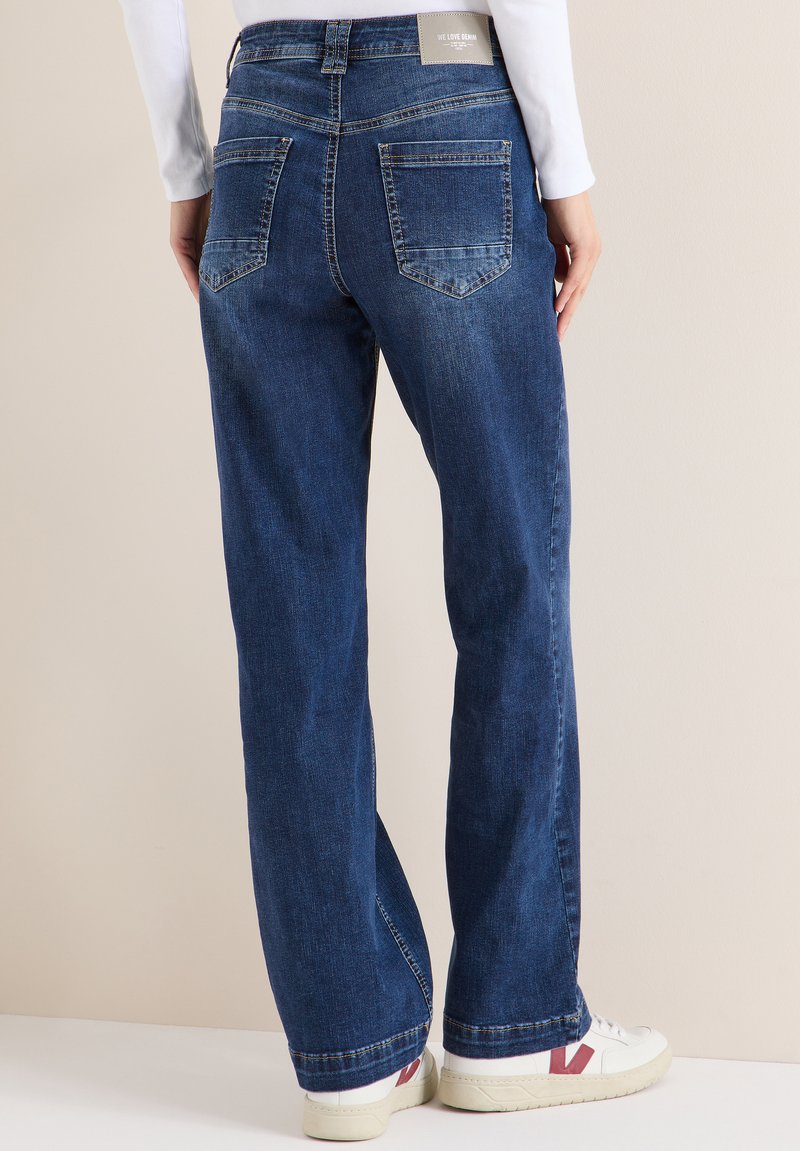 Cecil Jeans A Gamba Larga Donna – Vita Alta, Denim Elasticizzato Blu