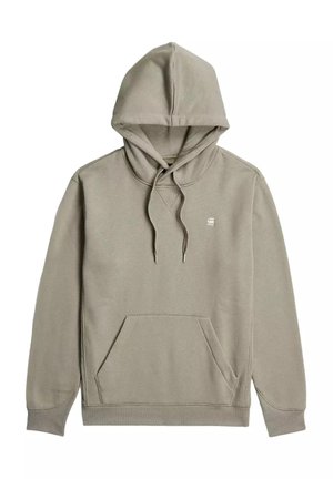 Sudadera con capucha en marrón claro, con bolsillo canguro delantero, capucha con cuerda, puños acanalados y pequeño logo blanco en el pecho izquierdo.