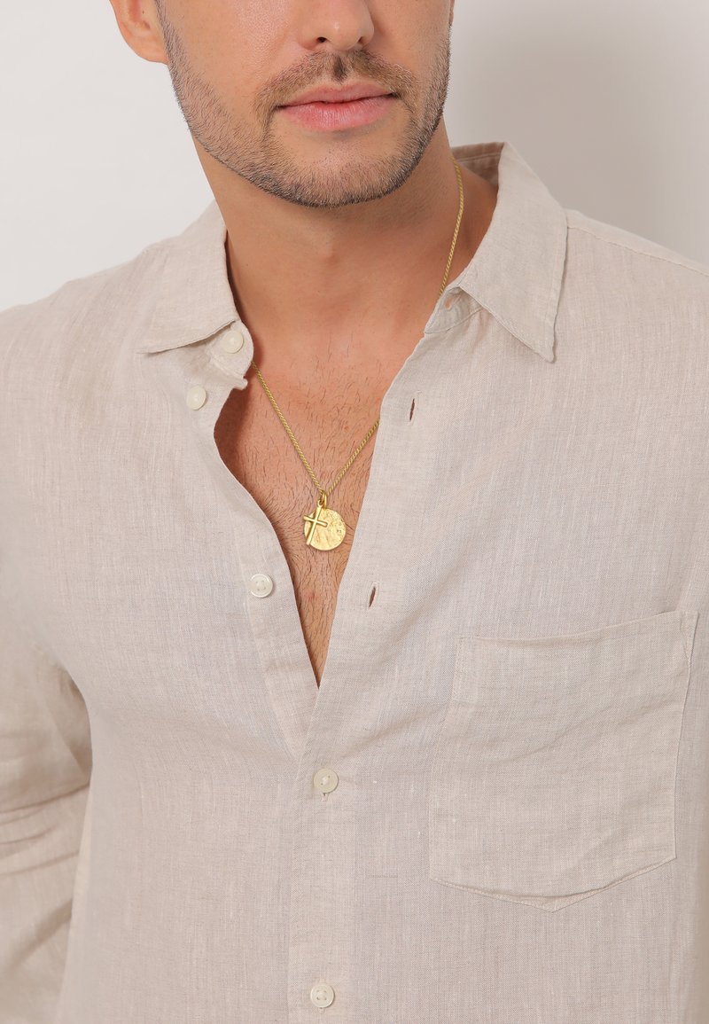 KUZZOI STRUCTURED COIN CROSS - Halsband - gold-coloured