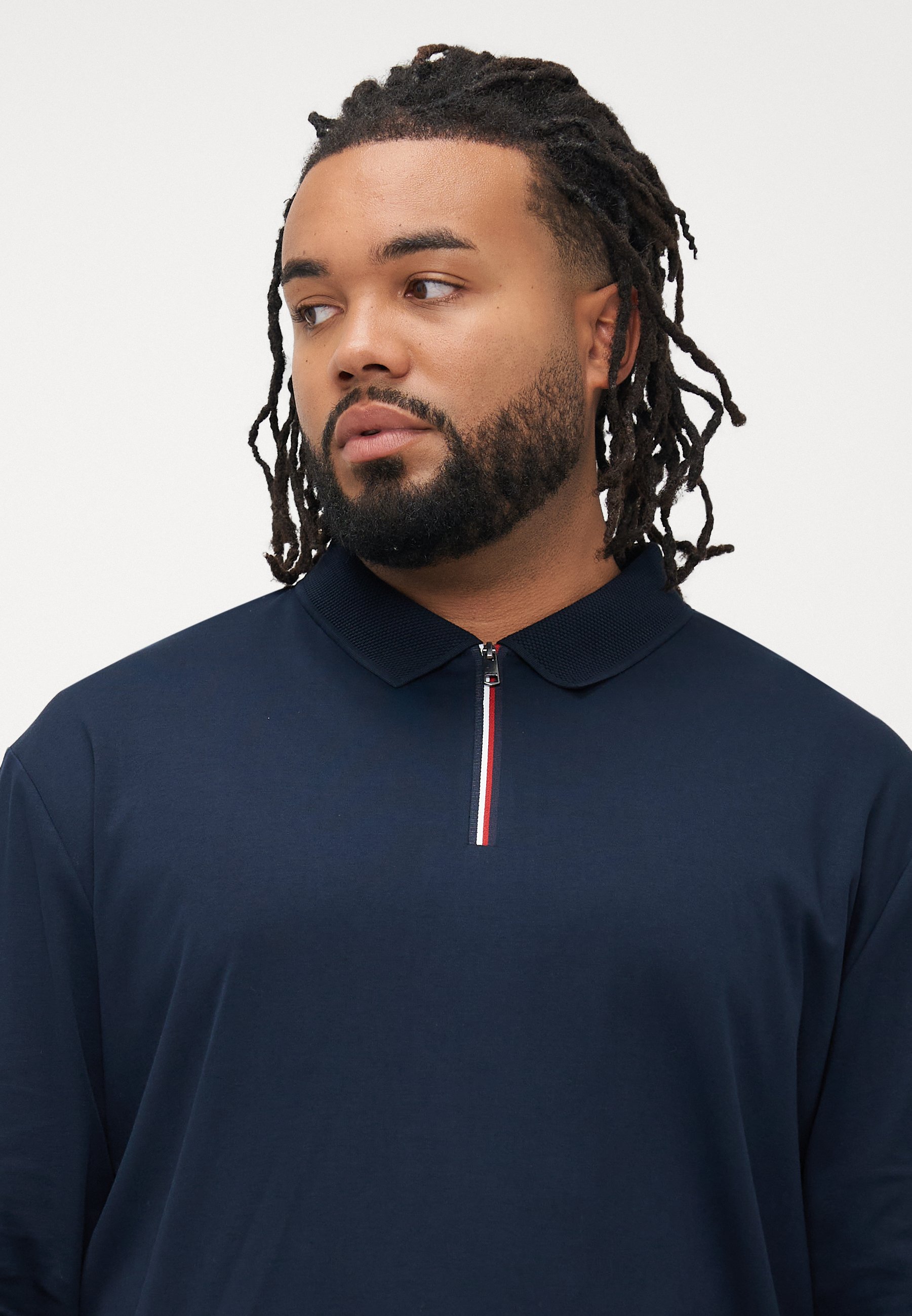 Tommy Hilfiger ZIP - Polo shirt - desert sky/dark blue - Zalando.co.uk