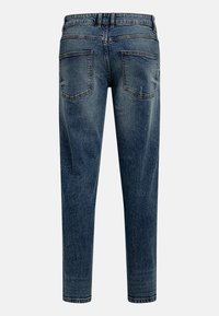 Μπλε τζιν παντελόνι με ίσια γραμμή, πέντε τσέπες, διακριτικό ξεθώριασμα και κλασική ραμμένη μέση.