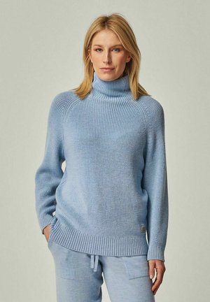 EVE - MERINO KNIT SWEATER WITH STAND-UP COLLAR - Strickpullover - lightblue