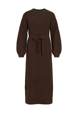 VILA, KNITTED DRESS VILASSIA MIDI - Robe pull - coffee bean