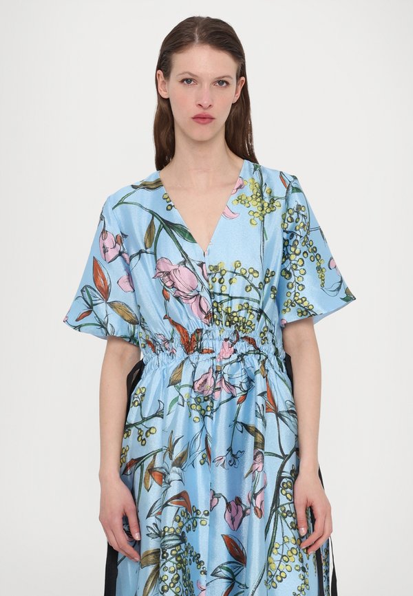 FLAT TEXTURED V NECK WAIST MIDI DRESS - Day dress - spring mimosa2