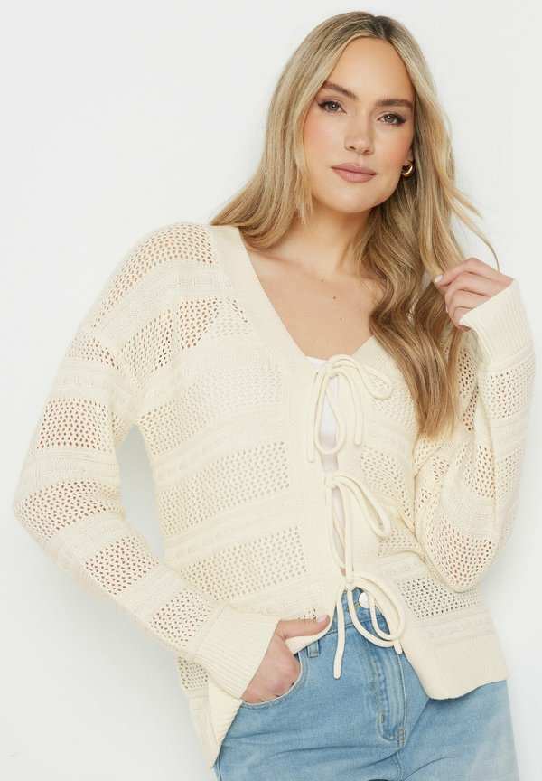 TIE FRONT - Strickjacke - ivory