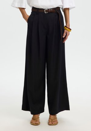 Selected WIDE LEG HOSE BUNDFALTEN - Bukse - black