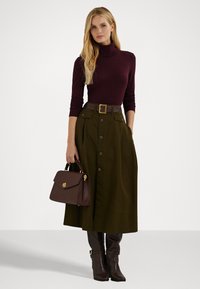 Lauren Ralph Lauren SILK BLEND ROLL NECK - Džemper - pinot noir