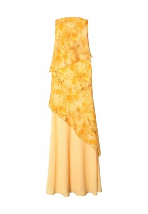 THE-ARE, VESTIDO LARGO PALABRA DE HONOR CON DISEÑO DE TRES CAPAS - Vestido largo - amarillo