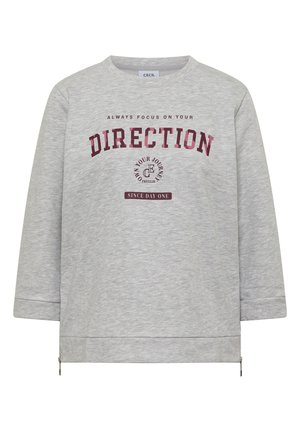 Cecil, 3/4-ARM SHIRT MIT RUNDHALS UND WORDING - Longsleeve - light grey melange