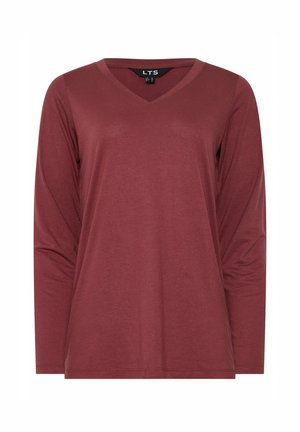 Bordo pitkähihainen V-pääntie paita, joka on valmistettu pehmeästä kankaasta. Sillä on rento istuvuus ja yksinkertainen, kuvioimaton muotoilu. Kauluksessa on pieni etiketti.