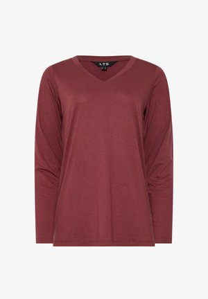 Bordo pitkähihainen V-pääntie paita, joka on valmistettu pehmeästä kankaasta. Sillä on rento istuvuus ja yksinkertainen, kuvioimaton muotoilu. Kauluksessa on pieni etiketti.