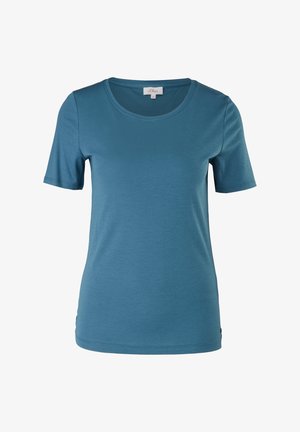 Lyhythihainen t-paitaja turkoosin sinisenä, valmistettu pehmeästä kankaasta. Siinä on pyöreä pääntie ja rento istuvuus, sekä pieni brändilappu helmassa.
